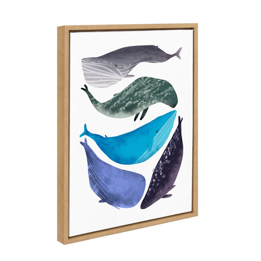Whales Framed Canvas Wall Art