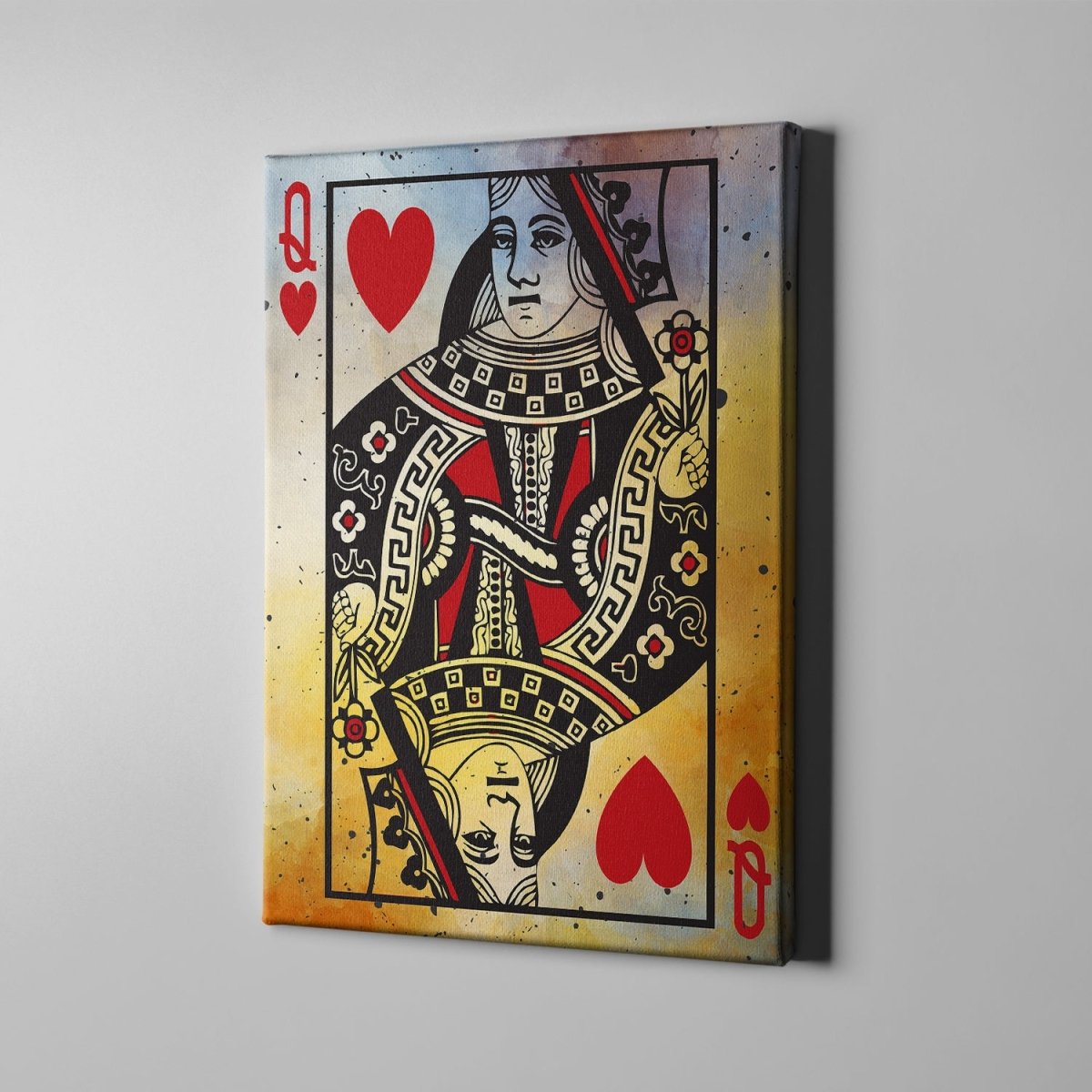 Queen Of Hearts Vintage Playing Card Canvas Wall Art