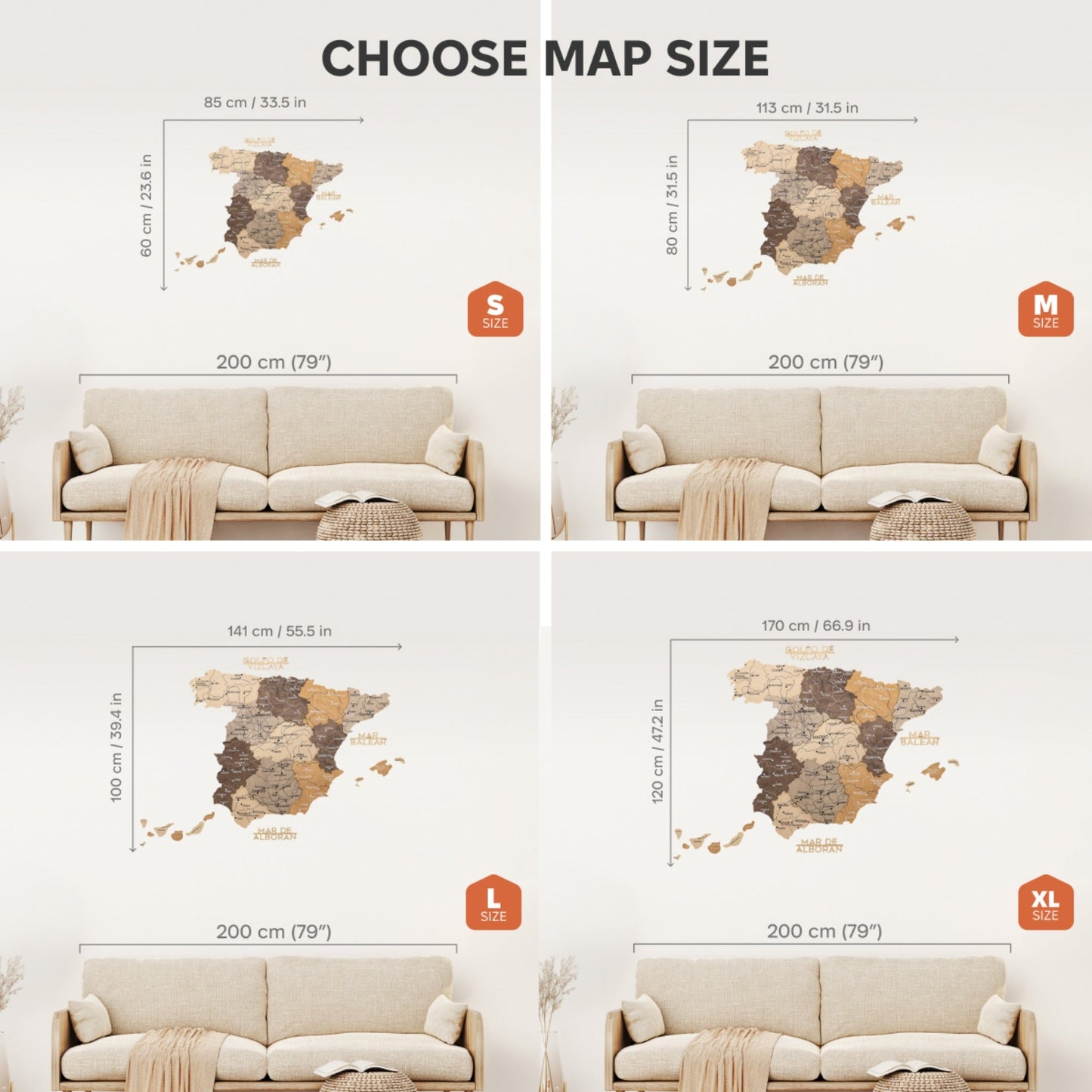 Wooden Map Of Spain Wall Art - Multicolor