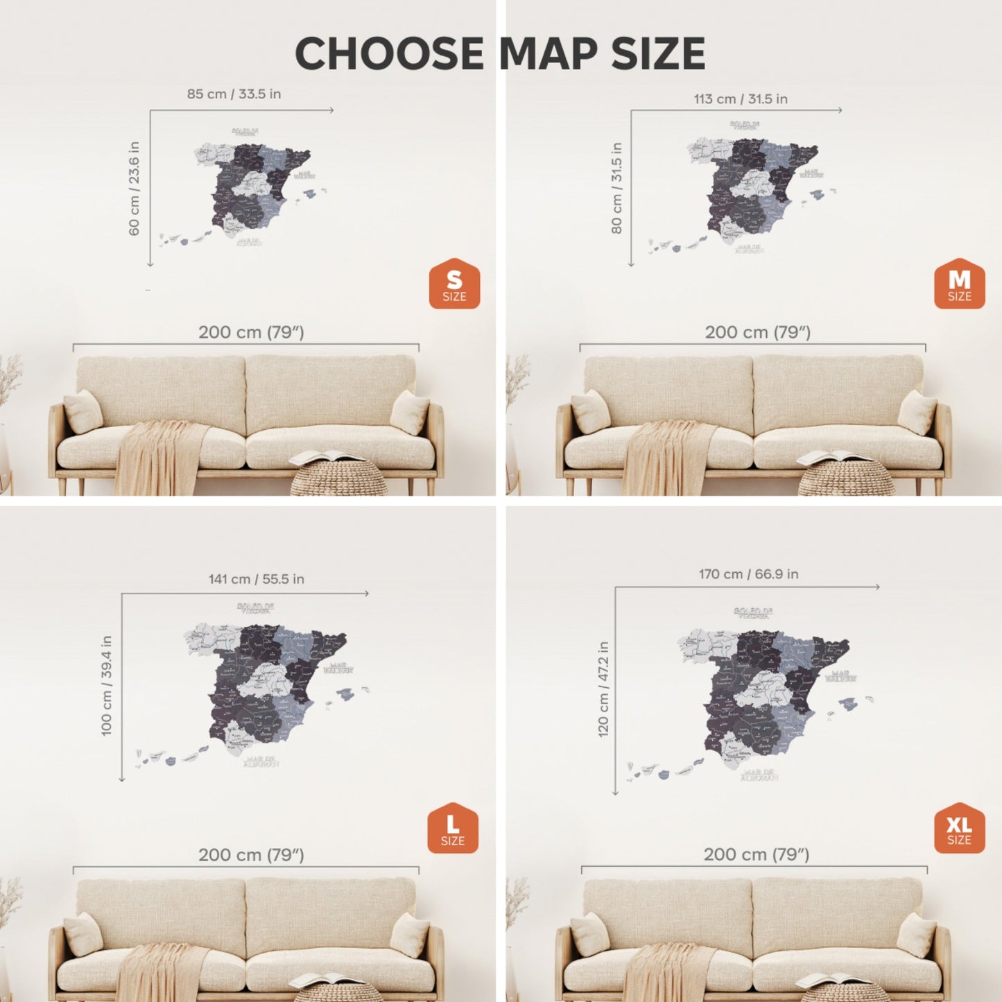 Wooden Spain Map Wall Art - Nordik
