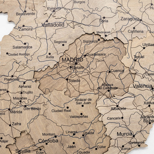 Wooden Map Of Spain Wall Art - Terra