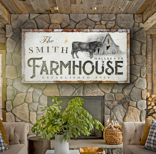 Rustic Farmhouse Sign Personalized Canvas Wall Art