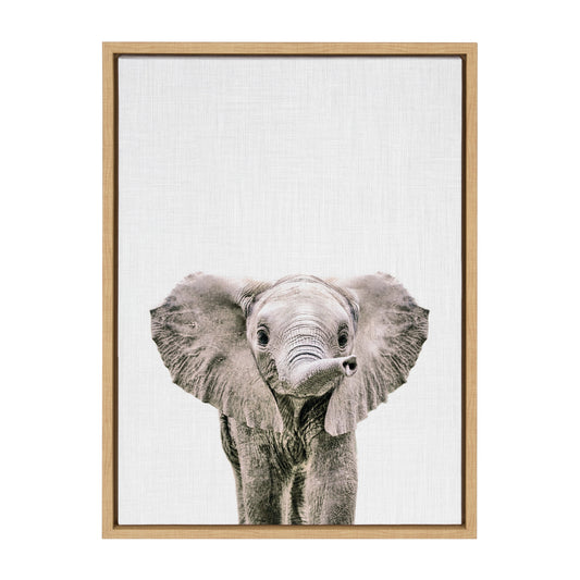 Sylvie Baby Elephant Color Framed Canvas by Simon Te of Tai Prints