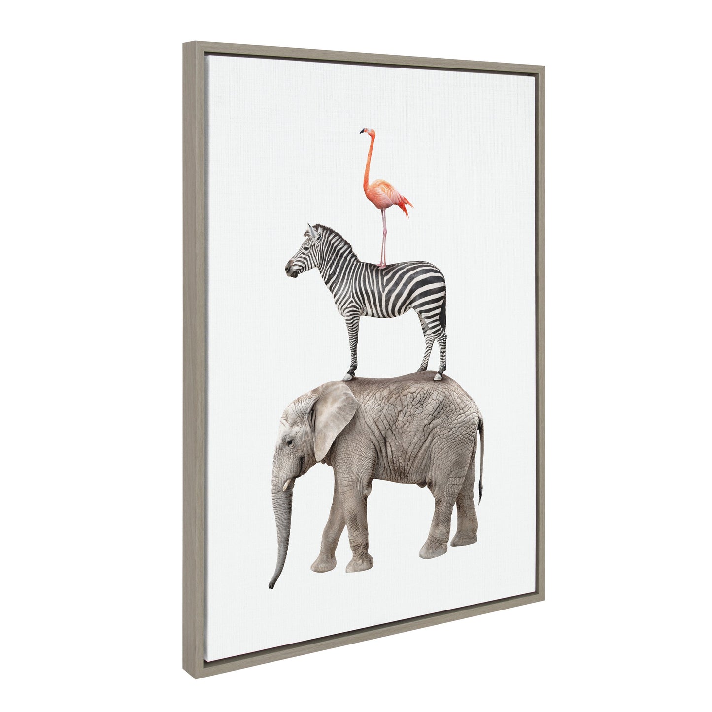 Stacked Safari Animals Framed Canvas Wall Art