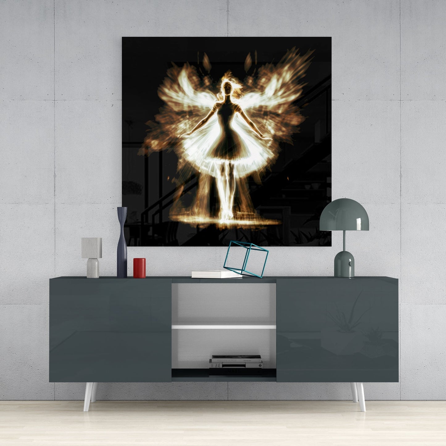 Flame Dancer Glass Wall Art