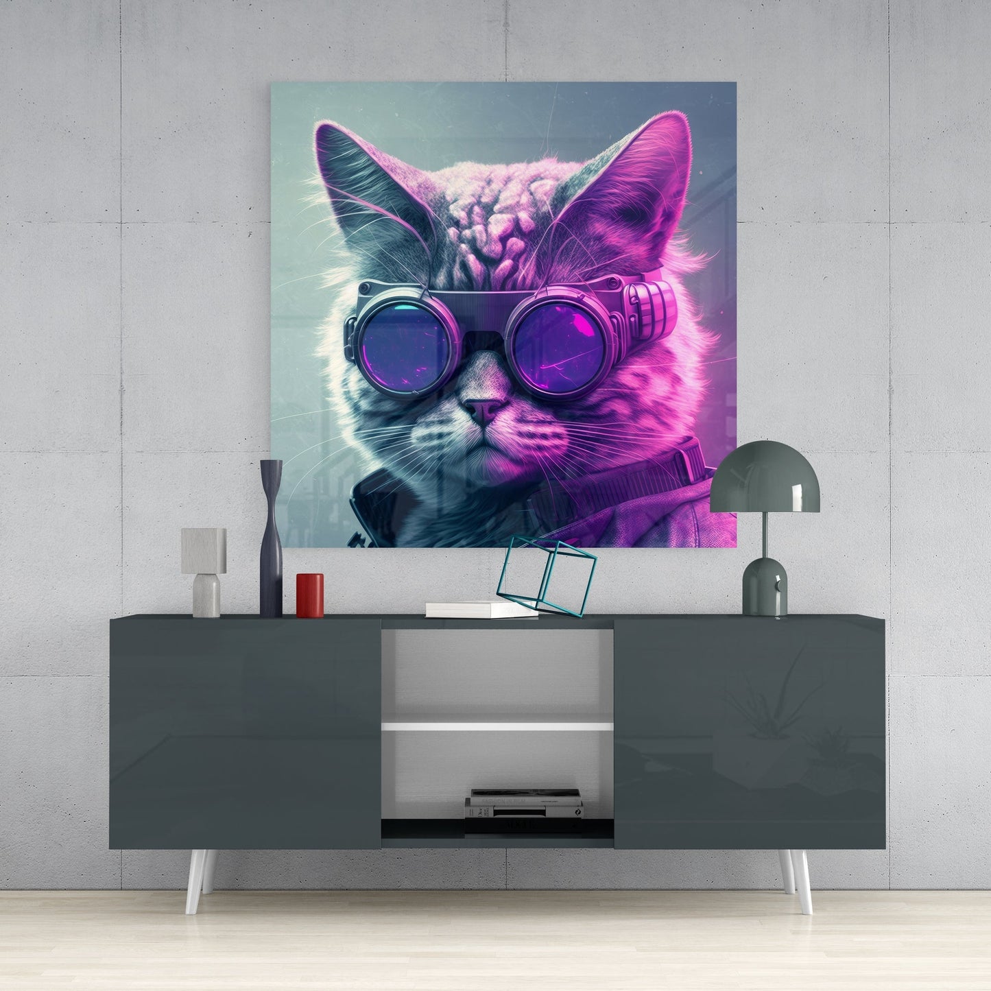 The Cat Glass Wall Art - Feline Portrait Decor