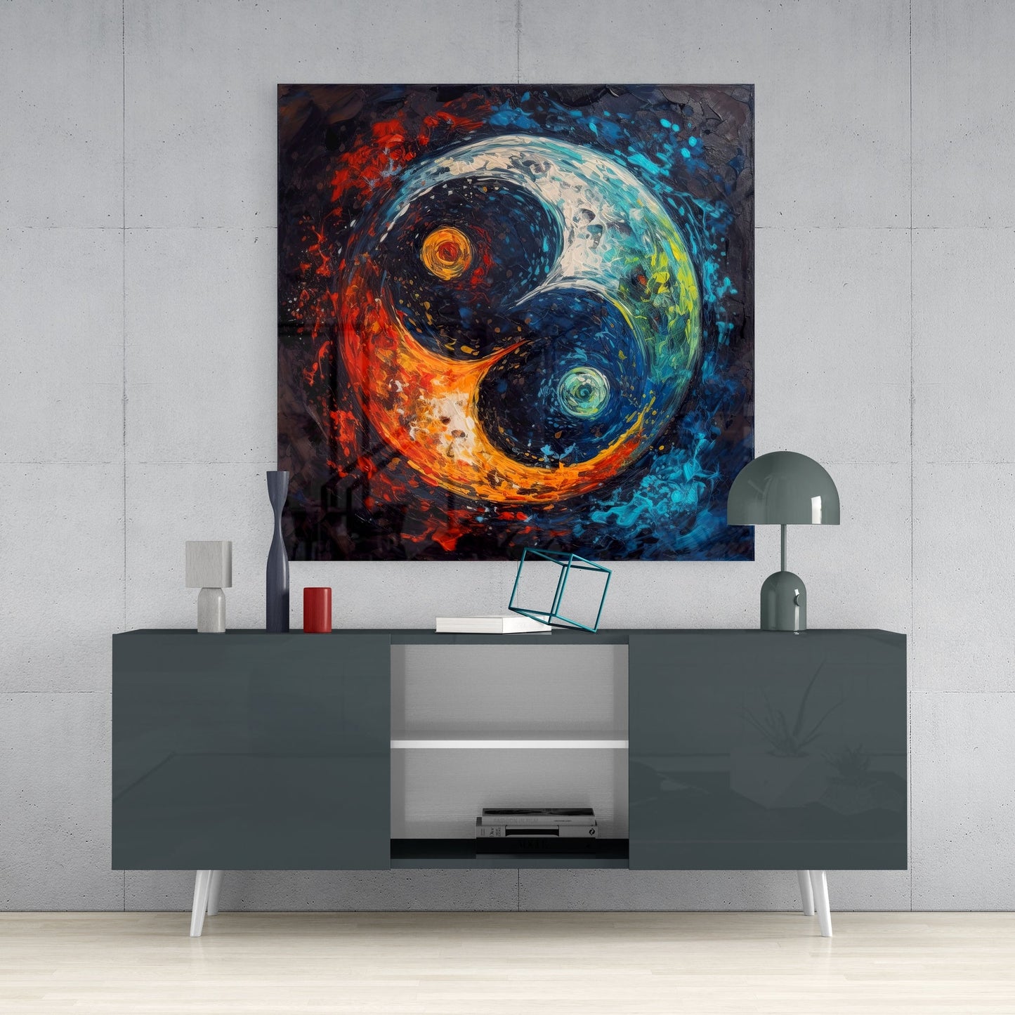 Sophisticated Yin and Yang Glass Wall Art