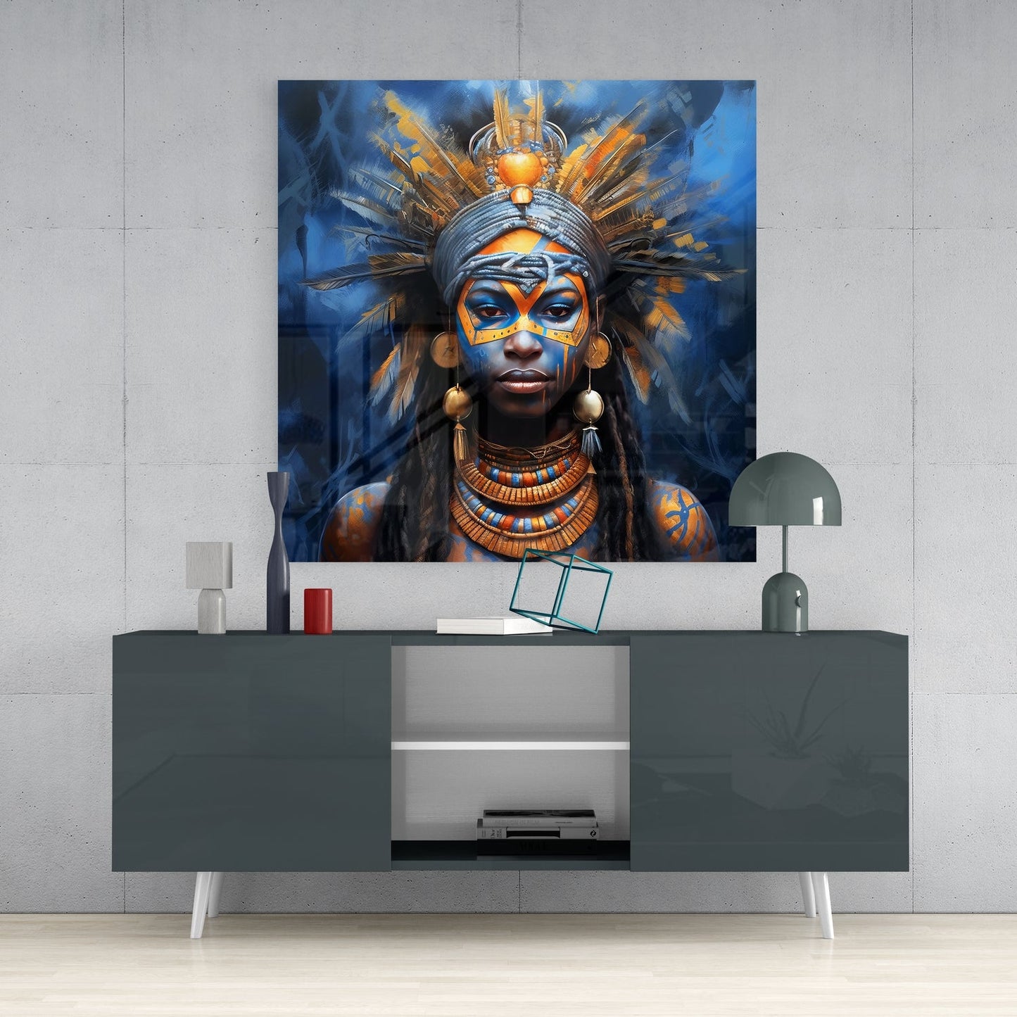 Woman In Sapphire Glass Wall Art