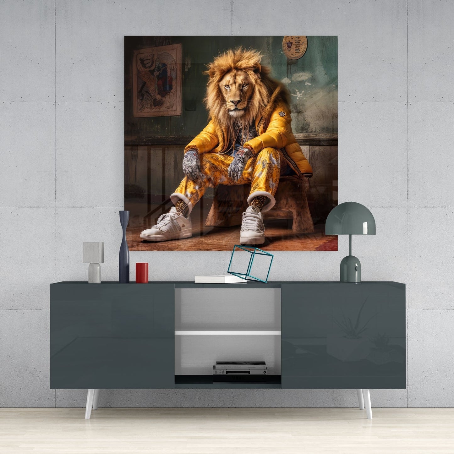 Lion Vogue Glass Wall Art