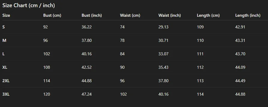 size chart for belted v neck midi dress showing bust waist length