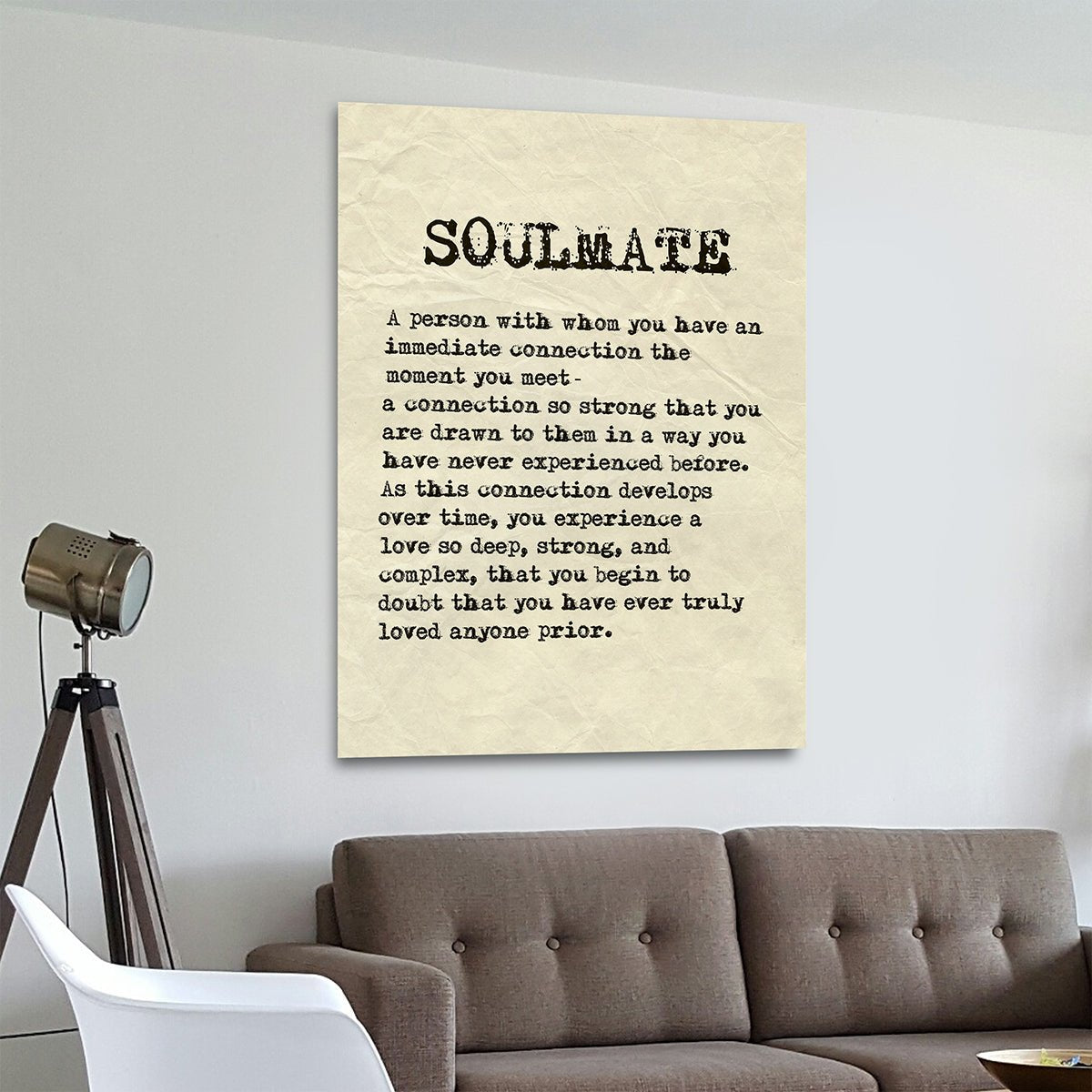 Soulmate romantic canvas wall art sign framed decor