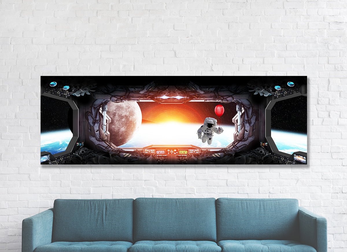 Space Station Window View Astronaut Canvas Wall Art