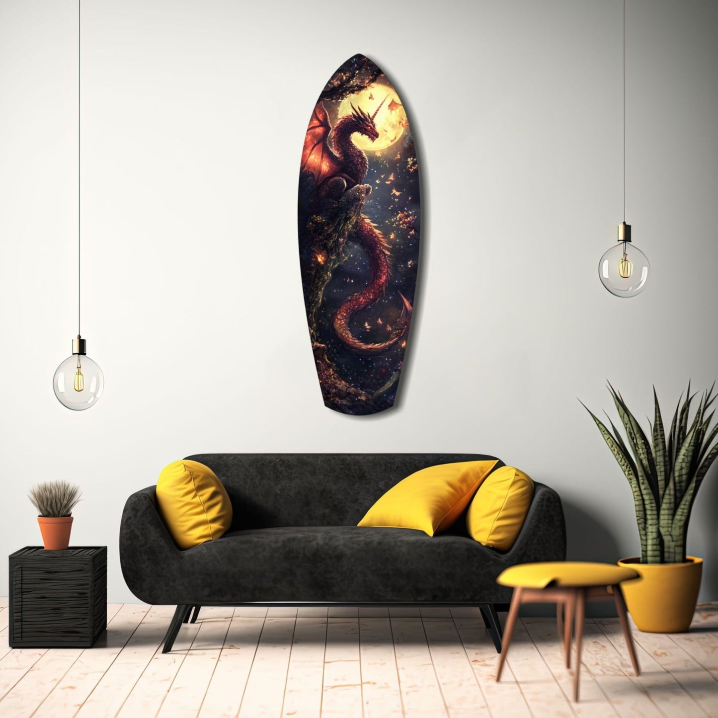 Moonlit Dragon Glass Wall Art