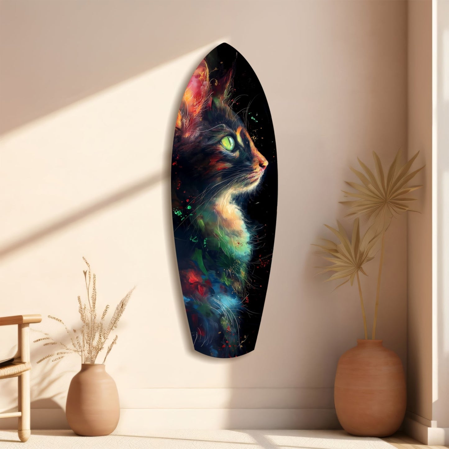 Celestial Cat Glass Wall Art, Night Sky Cat Decor