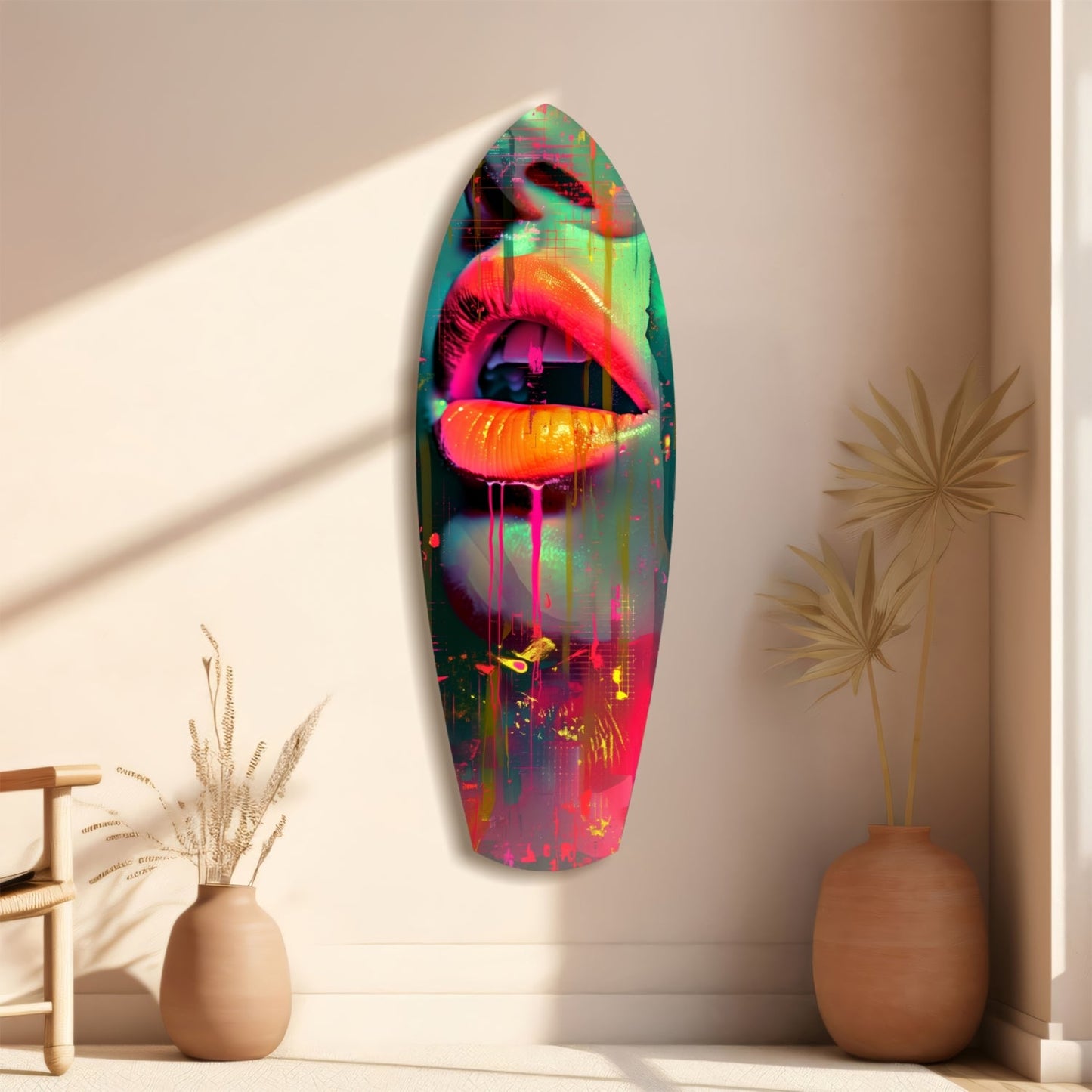 Colorful Lips Glass Wall Art