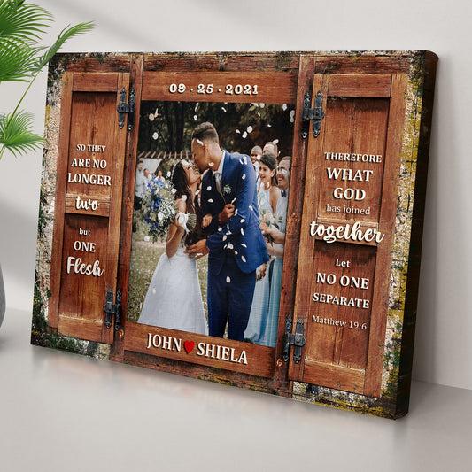 Matthew 19:6 No Longer Two But One Faith Canvas Sign II