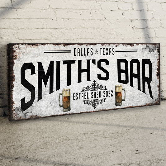 Rustic Bar Personalized Canvas Sign II