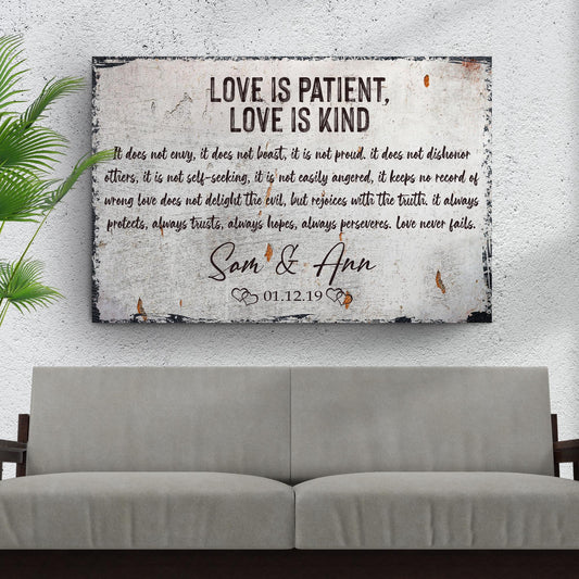 Love Is Patient Love Is Kind Faith Canvas Sign
