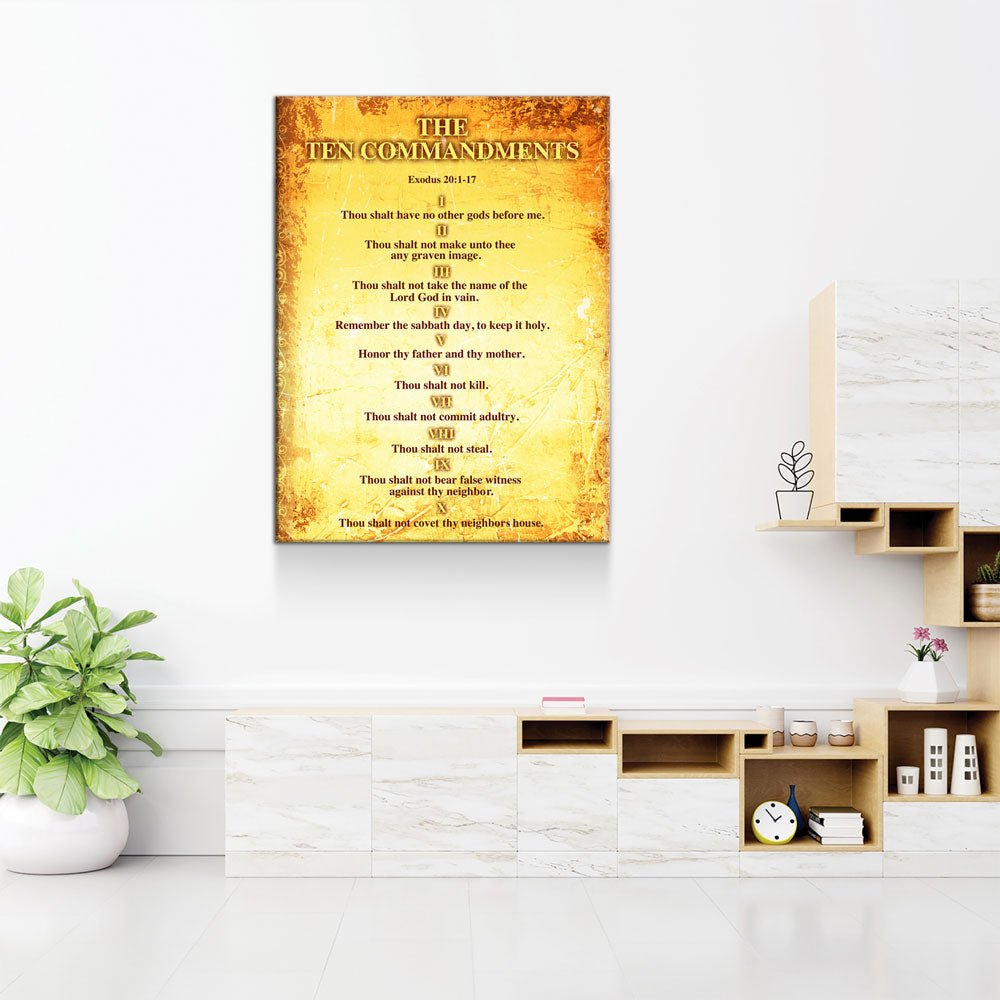 The Ten Commandments Canvas Wall Art, Christian Decor