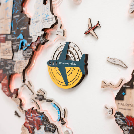 Wooden World Map Wall Art - Country Colors