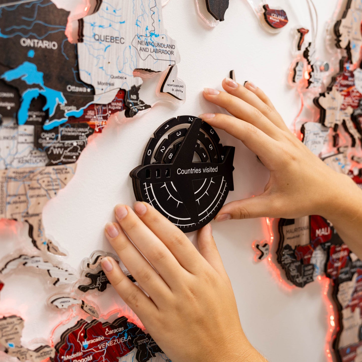 Wooden World Map Wall Art - Midnight