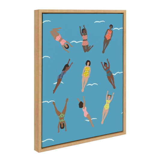 Coastal Swimmers Framed Canvas Wall Art