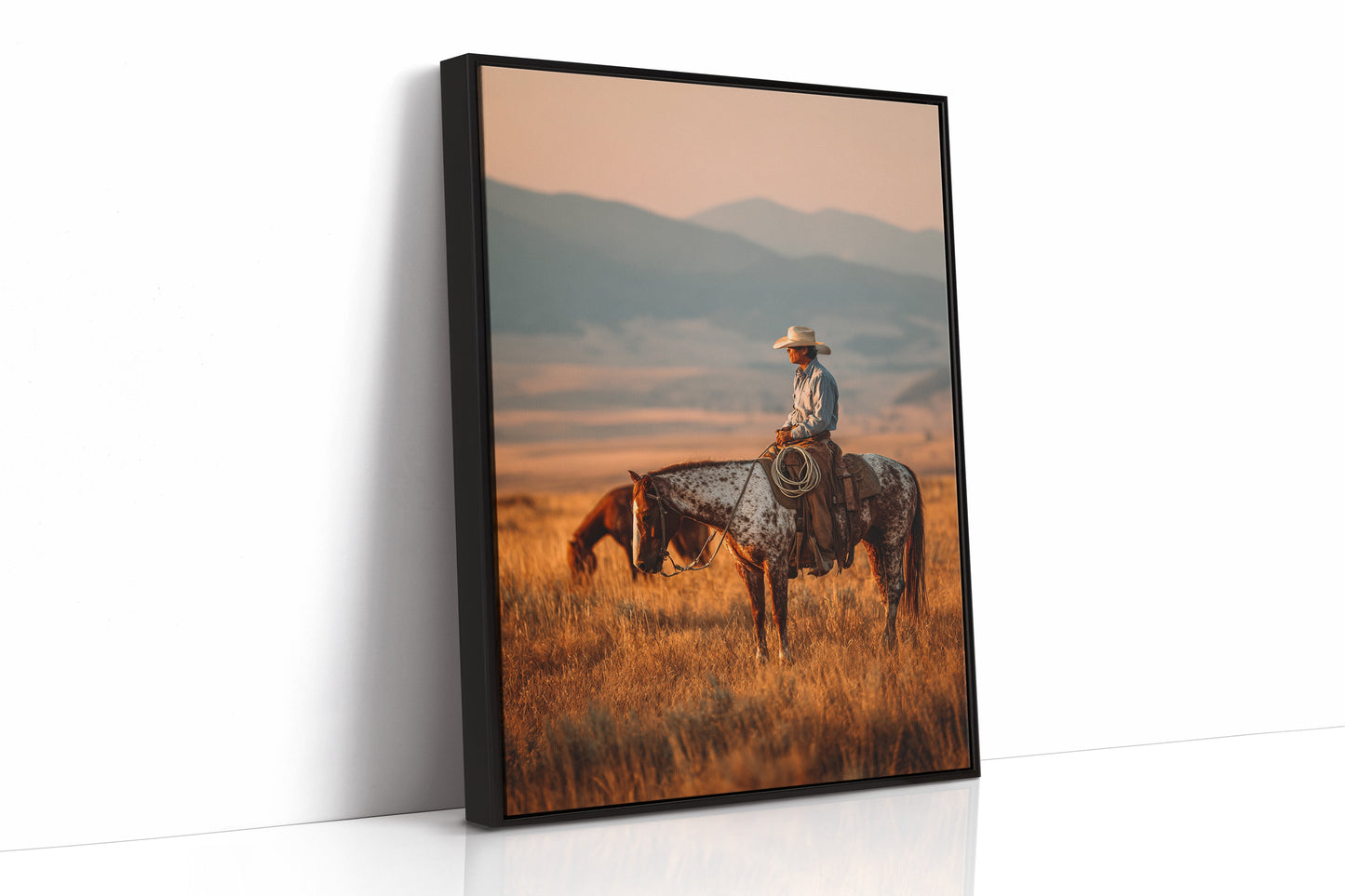 Sunlit Prairie Cowboy Western Wall Art Print
