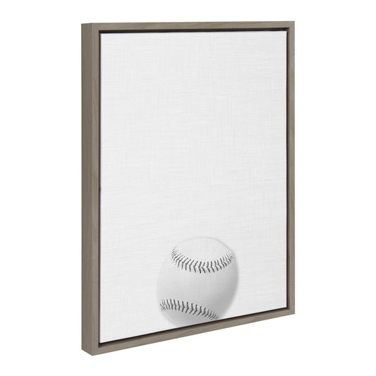 Sylvie Baseball Portrait Framed Canvas, Gray 18x24