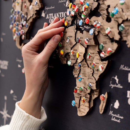 3D Wooden Panel World Map Wall Art - Terra