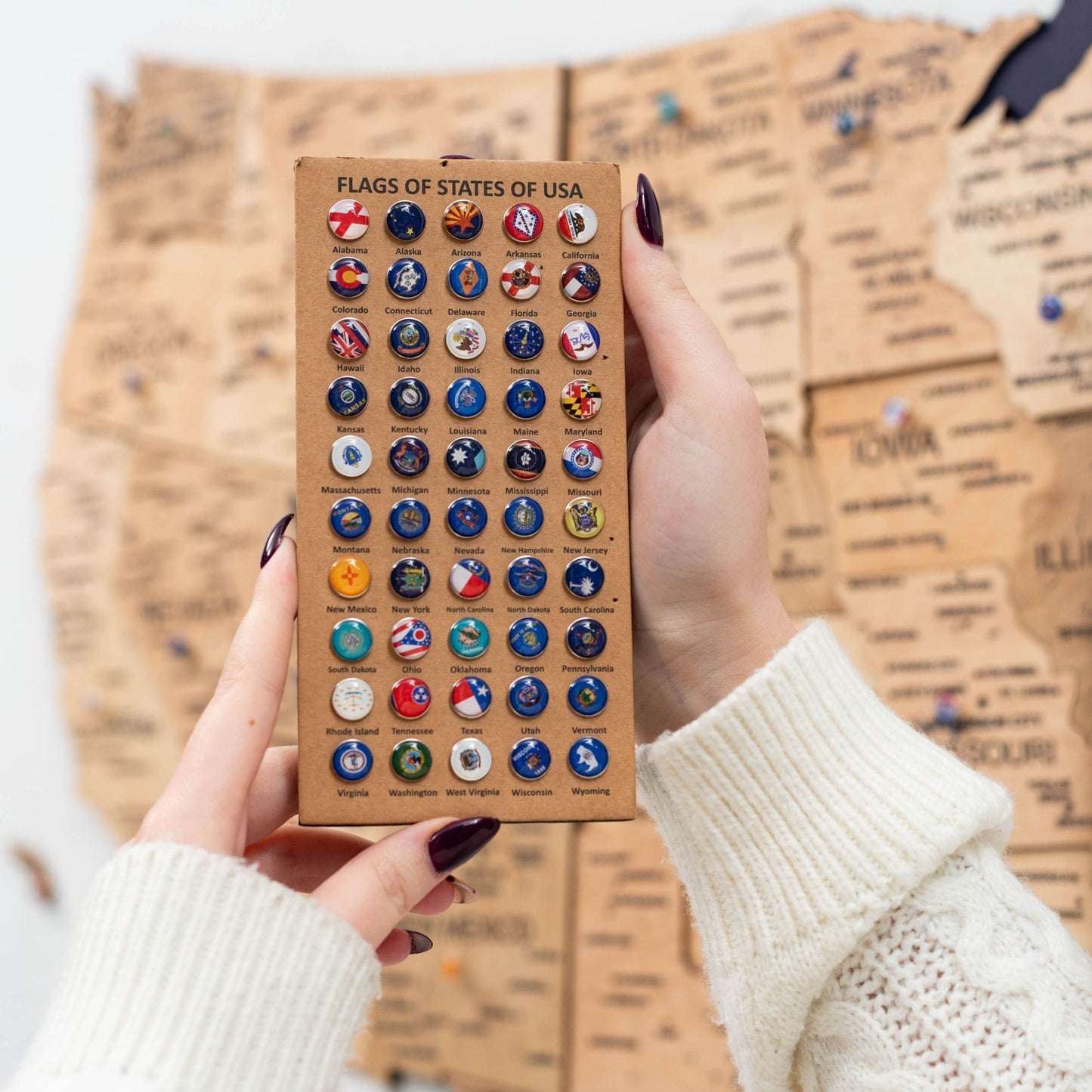 Wood 3D USA Map Wall Art - Gold