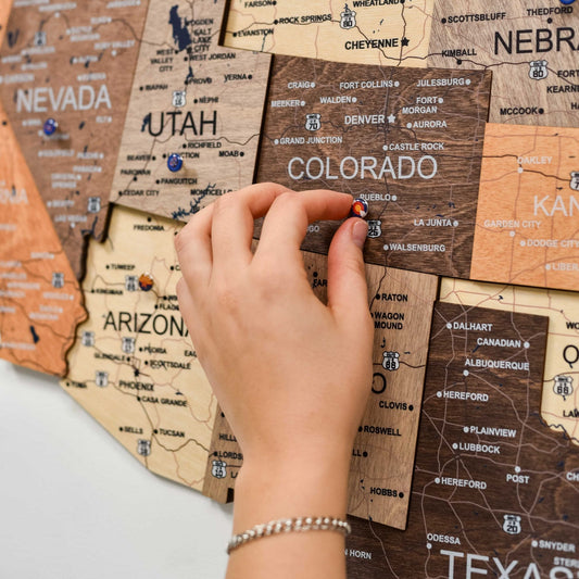 Wood 3D USA Map Wall Art - Multicolor