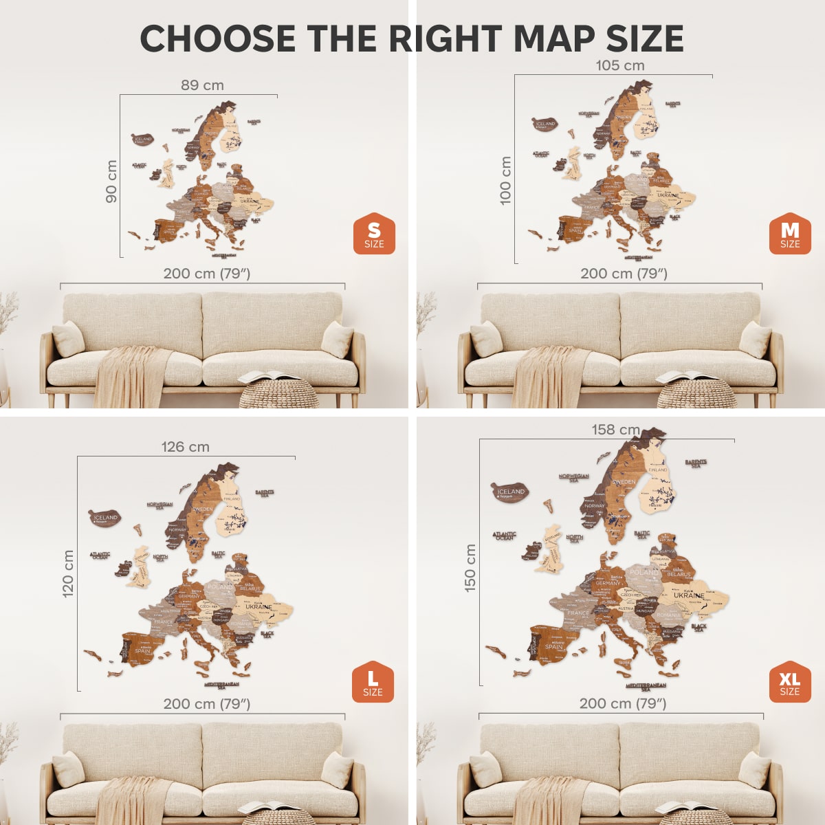 3D Wooden Europe Map Wall Art - Multicolor