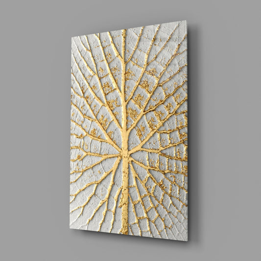 Gilded Leaf Abstract Glass Wall Art
