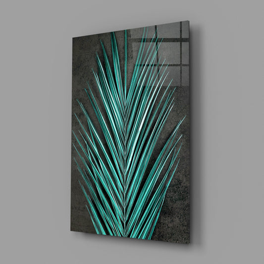 Areca Bunch Teal Glass Wall Art