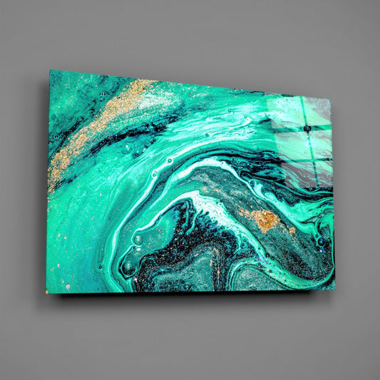Turquoise Marble Glass Wall Art