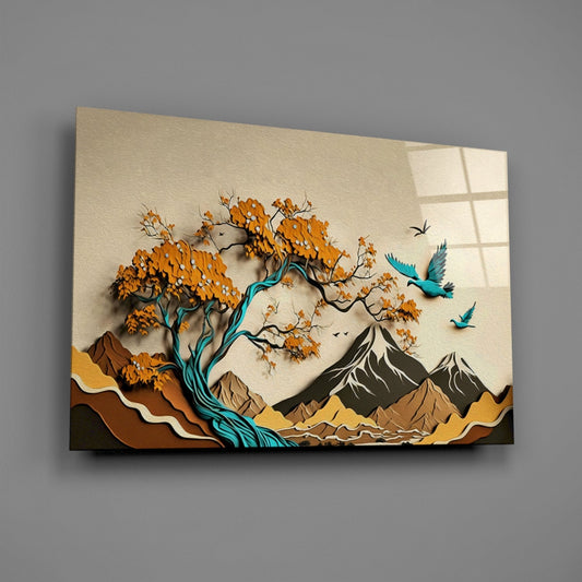 Paper Cut Landscape Glass Wall Art