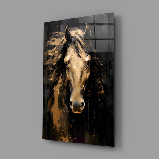 Gold Horse Glass Wall Art