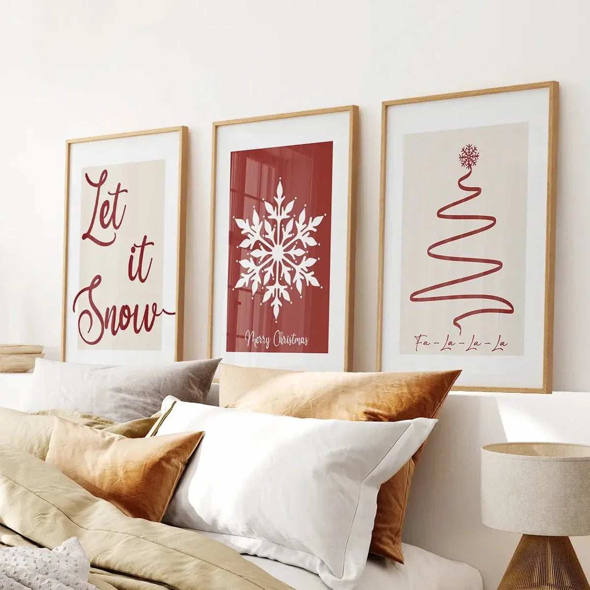 Minimalist Merry Christmas holiday wall art set