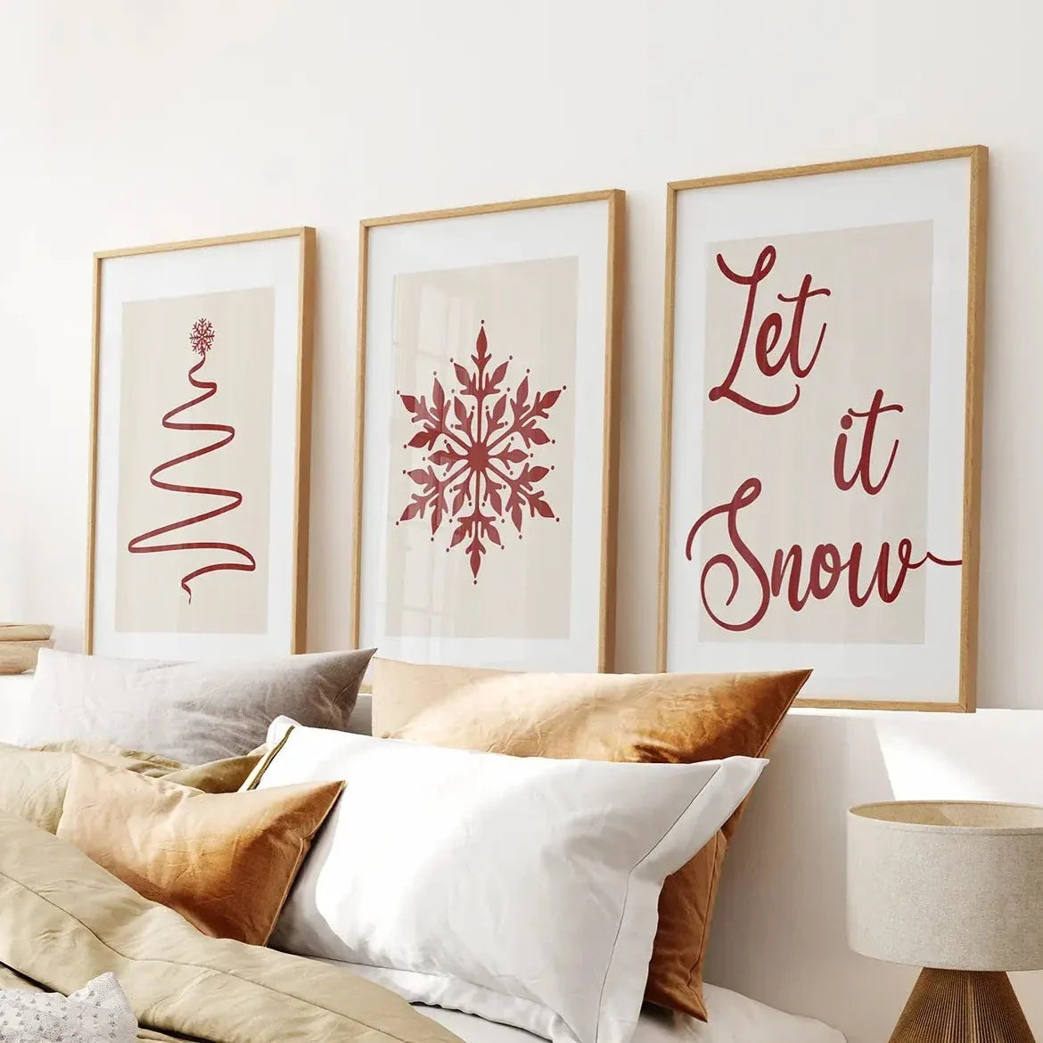 Christmas tree and snowflake holiday wall art set of 3