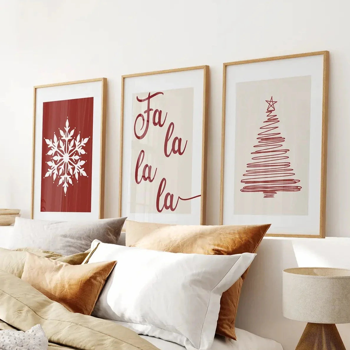 Minimalist Christmas holiday wall art set of 3