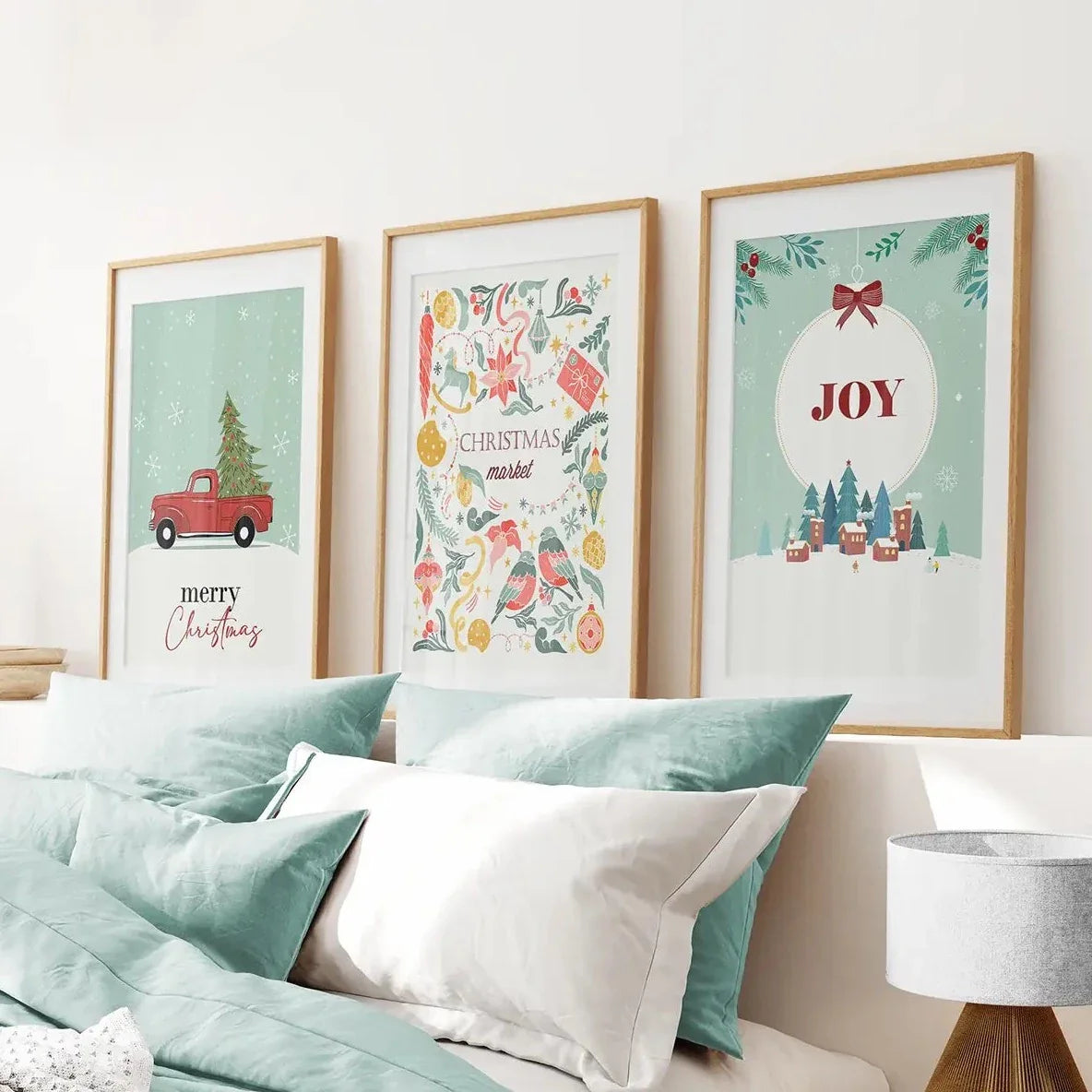 Holiday nursery Christmas wall art set of 3 prints