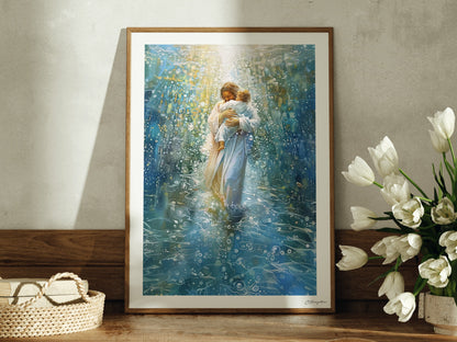 Your Great Love Christian wall art print, a warm faith-filled scene