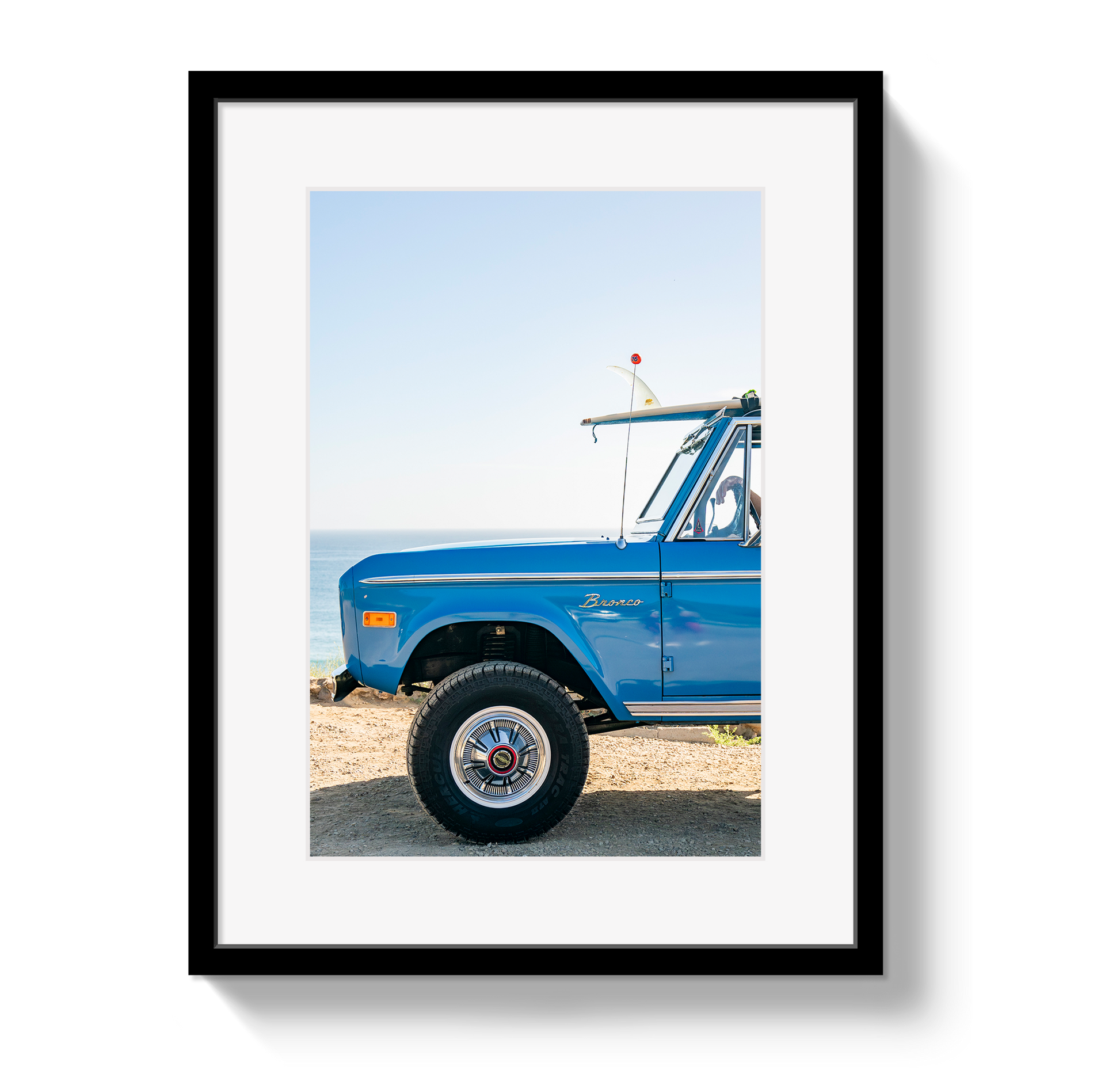 Surf Bronco vintage framed photography wall art in a hardwood frame, ready to hang