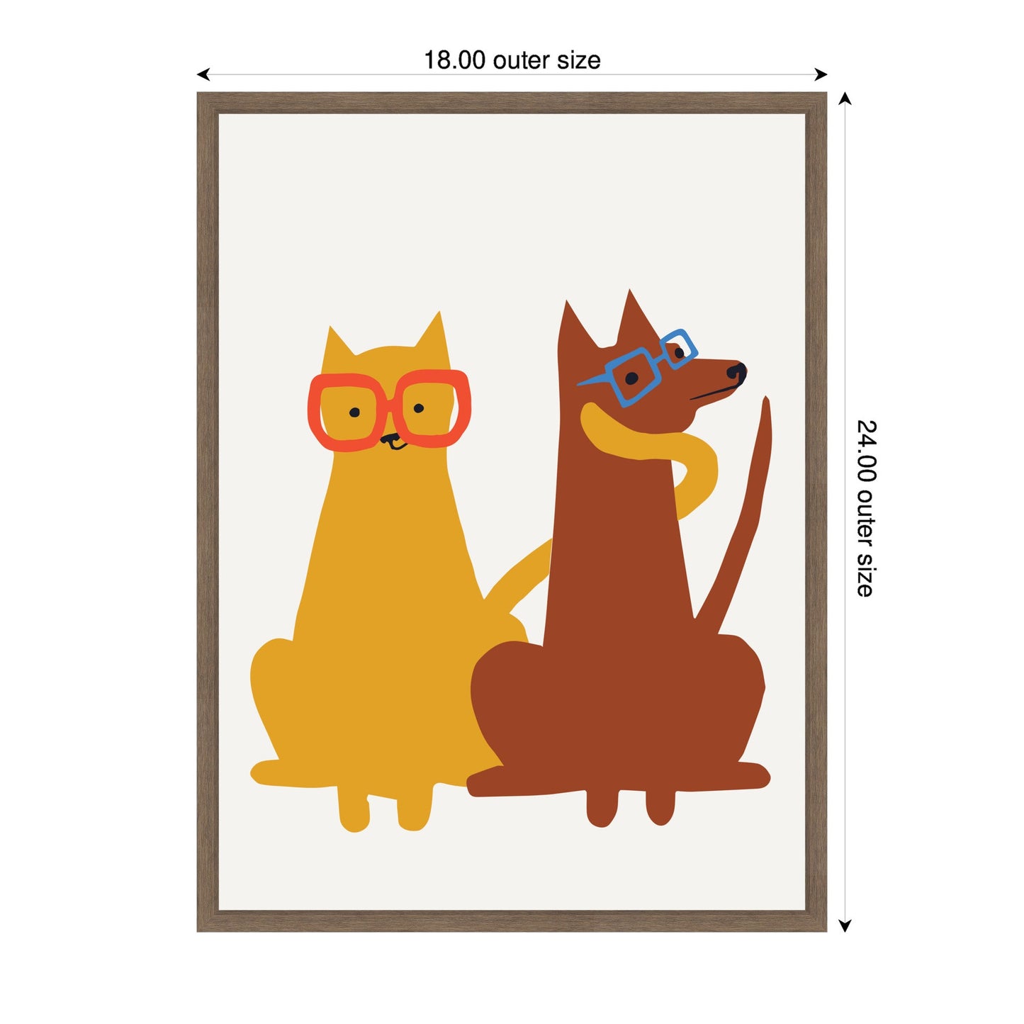 Farm Cat and Dog Framed Canvas Wall Art