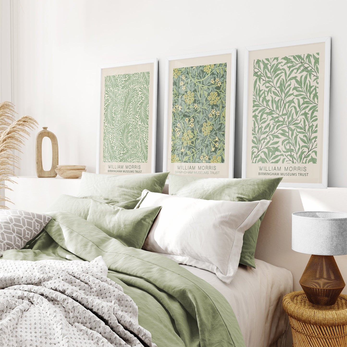 Greenery Wall Art Set of 3, Vintage Botanical Floral Prints