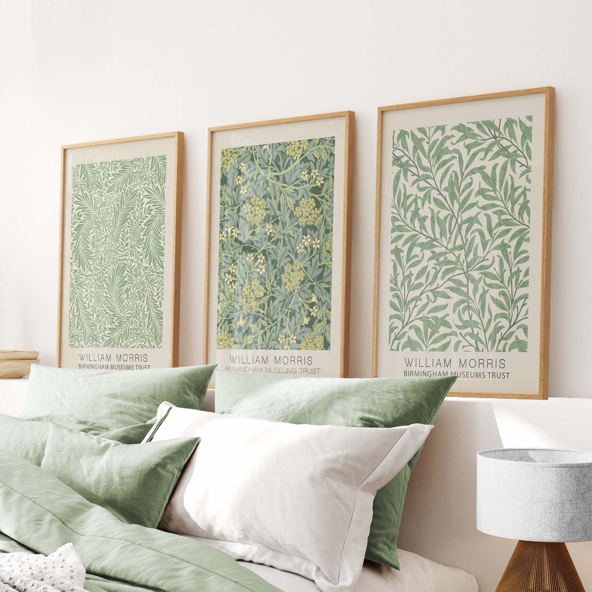 Vintage botanical greenery wall art set of 3 on beige