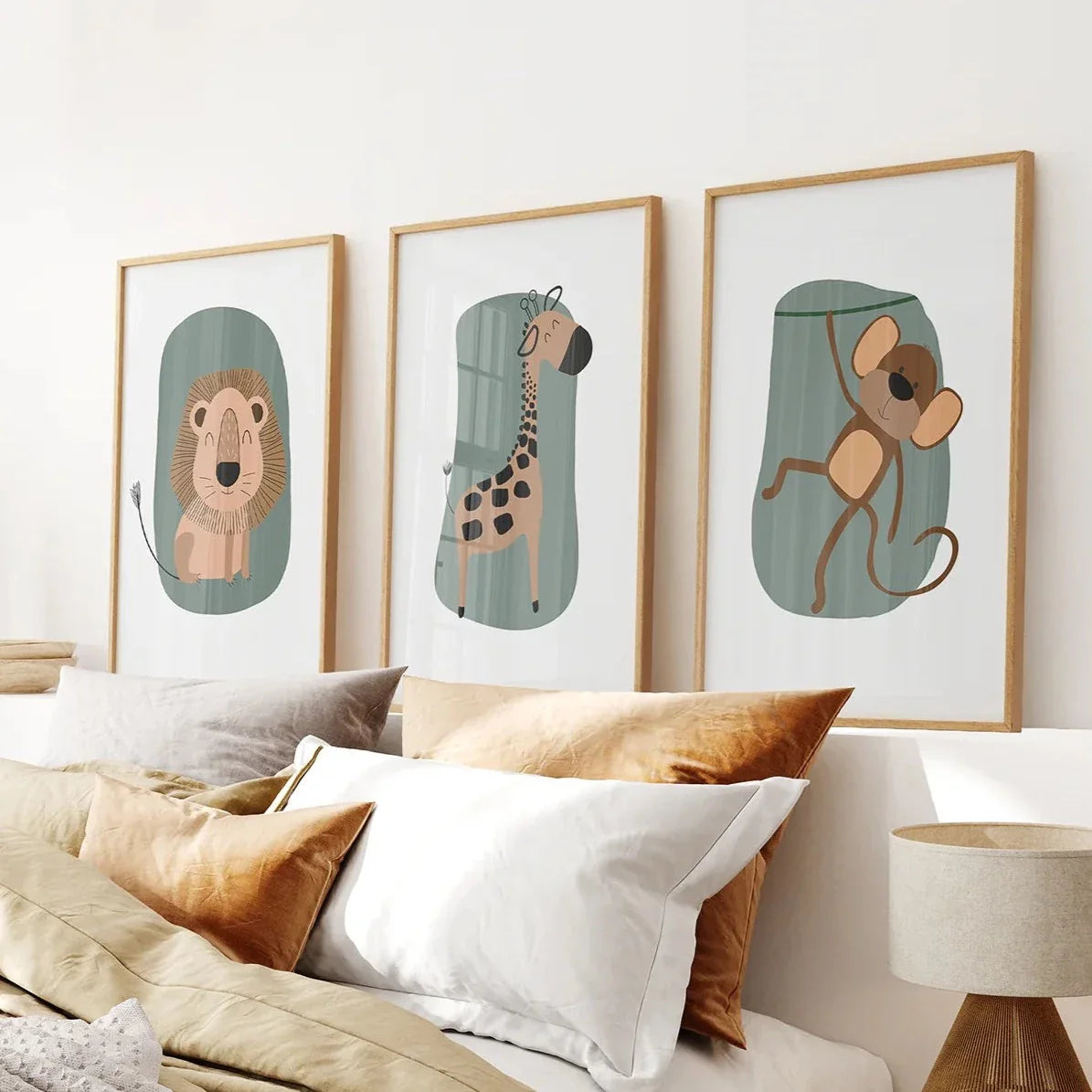 Cute safari baby animals nursery wall art set of 3