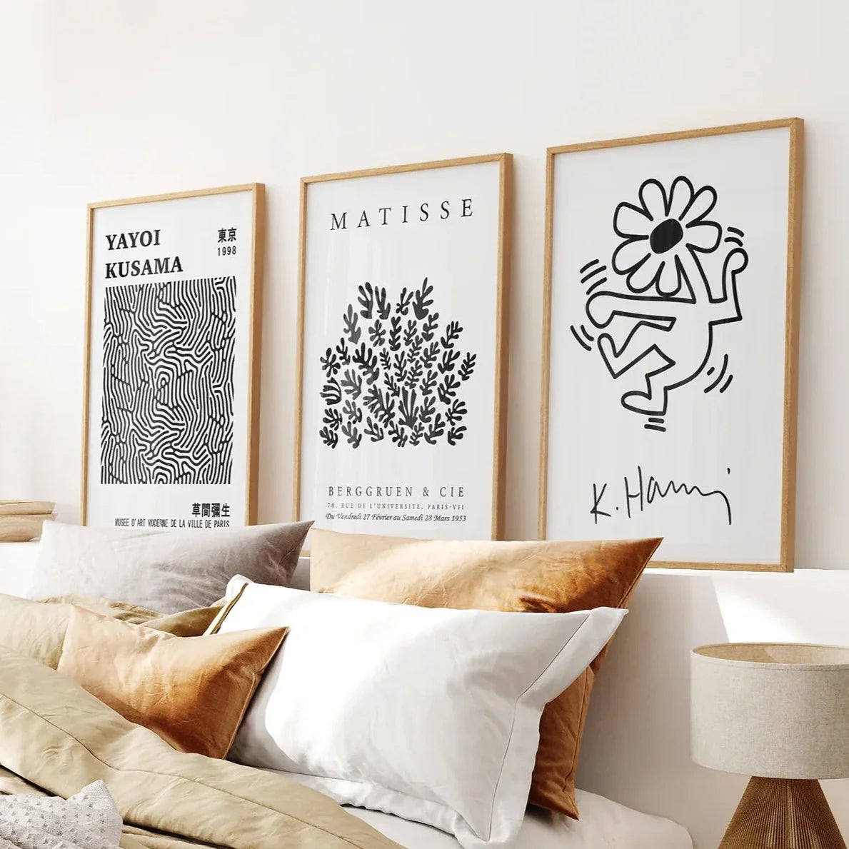 Black and white abstract figure wall art set of 3 prints