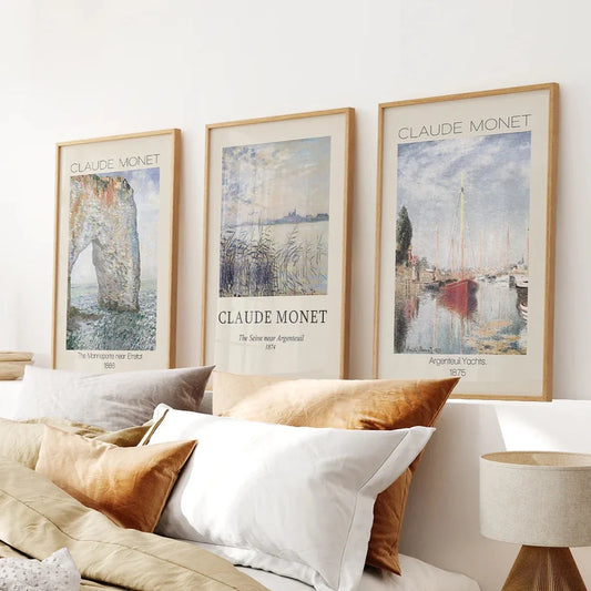 Impressionist beach wall art set of 3 coastal prints
