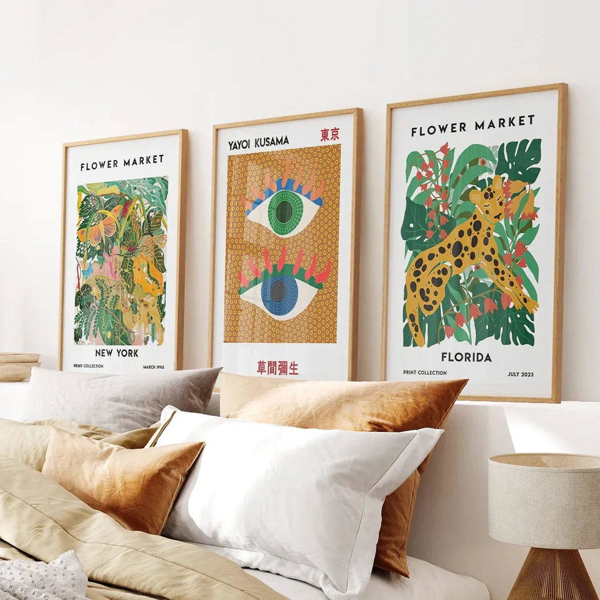 Modern abstract flower marker wall art set of 3 prints